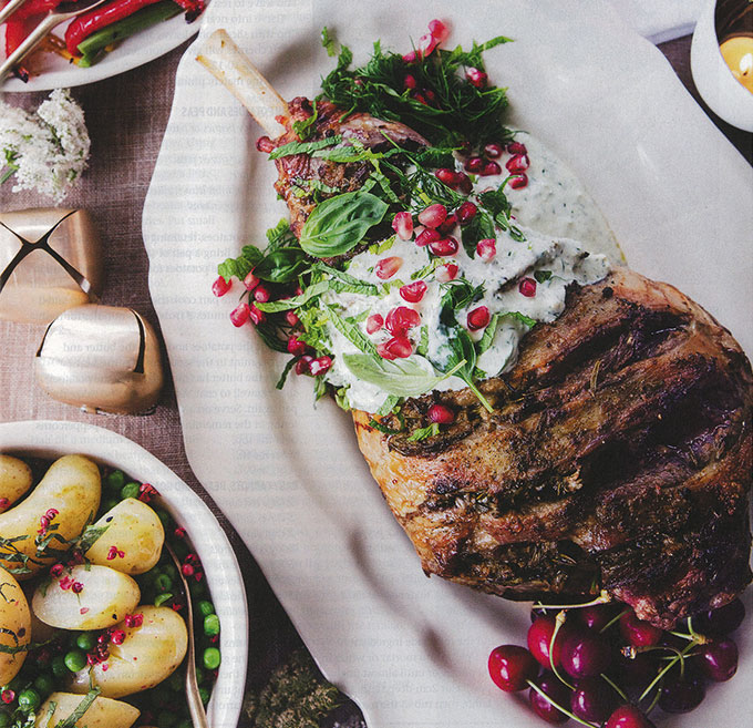 Leg of Lamb with Minty Feta Sauce