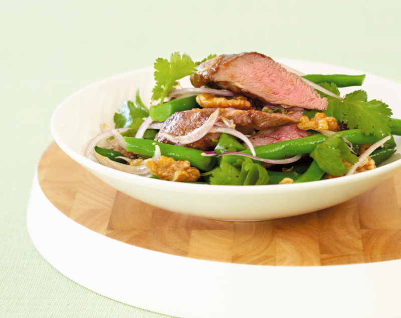 Hoisin Coastal Lamb Backstrap with Green Beans and Walnut Salad