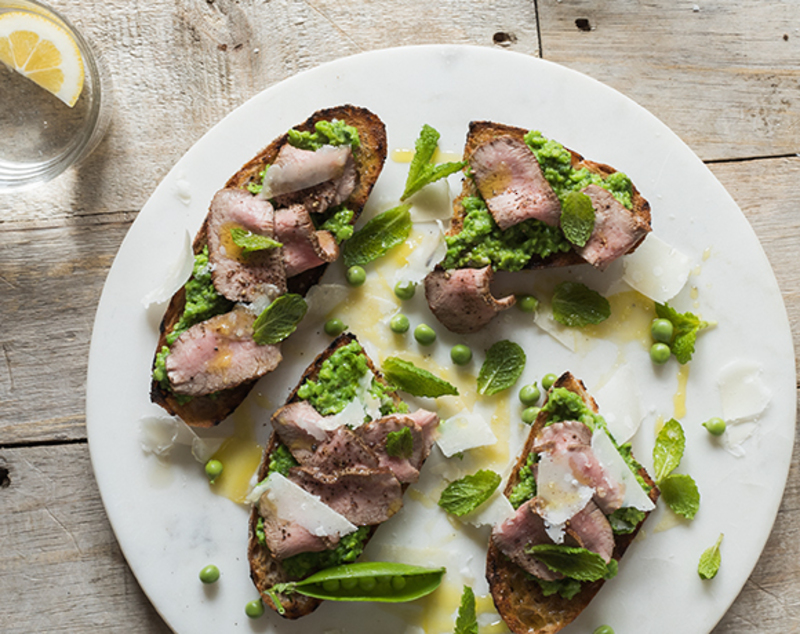 Coastal Lamb and Green Pea Bruschetta